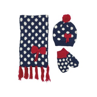 Winterset 3-delig Stippen Blauw-Rood