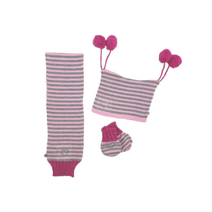 Winterset 3-delig Sweetheart Grijs-Roze-Fuchsia