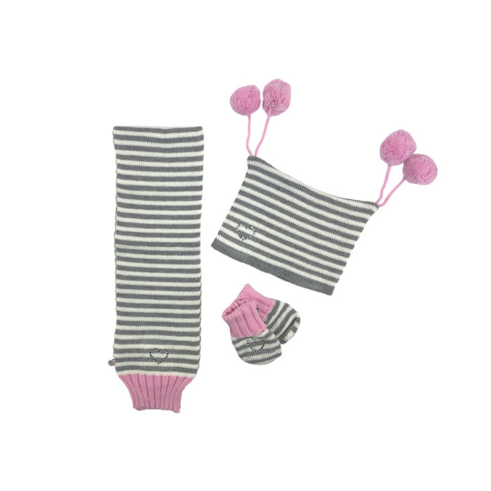 Winterset 3-delig Sweetheart Grijs-Wit-Roze