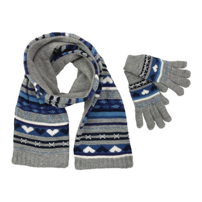 Winterset 2-delig Hartjes Grijs-Blauw