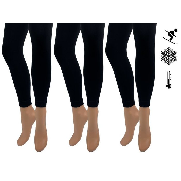 3 stuks Thermo leggings Zwart