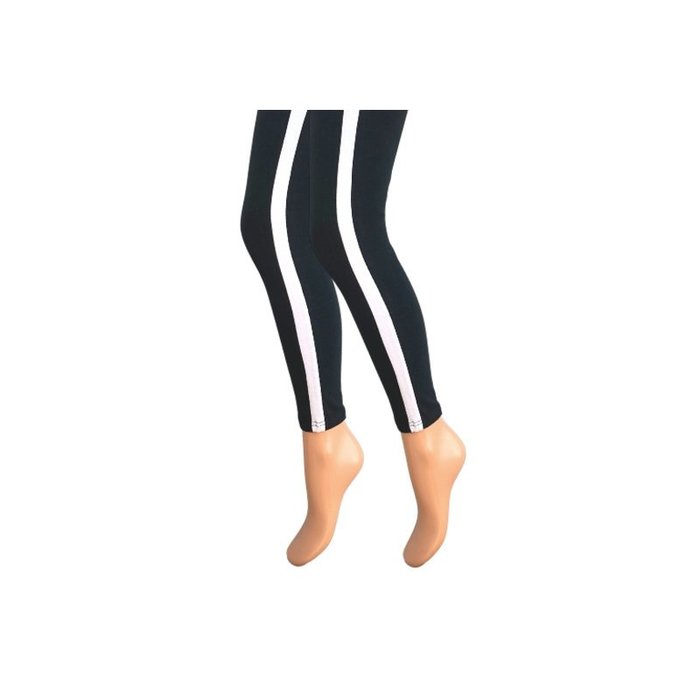 Dames legging Katoen Witte streep Zwart