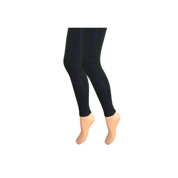 Dames legging - Katoen - Zwart - Fluweel Marine streep