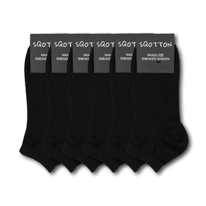 6 paar Premium Sneakersokken  Naadloos Zwart