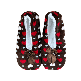Pantoffels Dames  Wol Antislip Hartjes Bruin