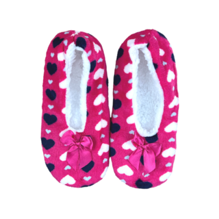 Pantoffels Dames  Wol Antislip Hartjes Fuchsia