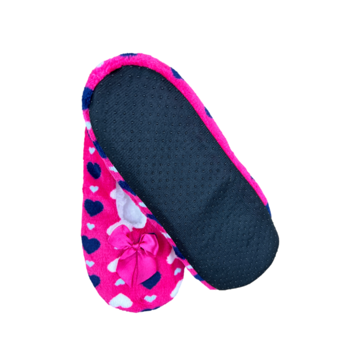 Pantoffels Dames  Wol Antislip Hartjes Fuchsia