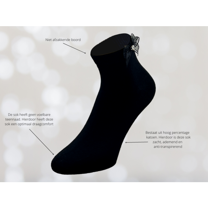 Feestelijke damessokken met strikje Naadloos Zwart