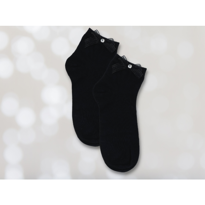 Feestelijke damessokken met strikje Naadloos Zwart