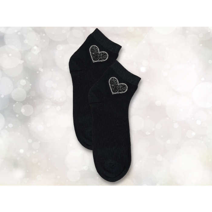 Feestelijke damessokken met hartje Naadloos Zwart
