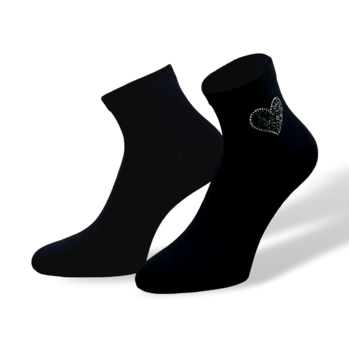 Feestelijke damessokken met hartje Naadloos Zwart