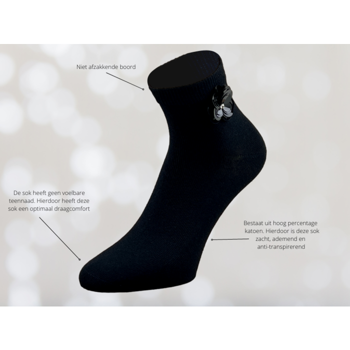 Feestelijke damessokken met bloem Naadloos Zwart