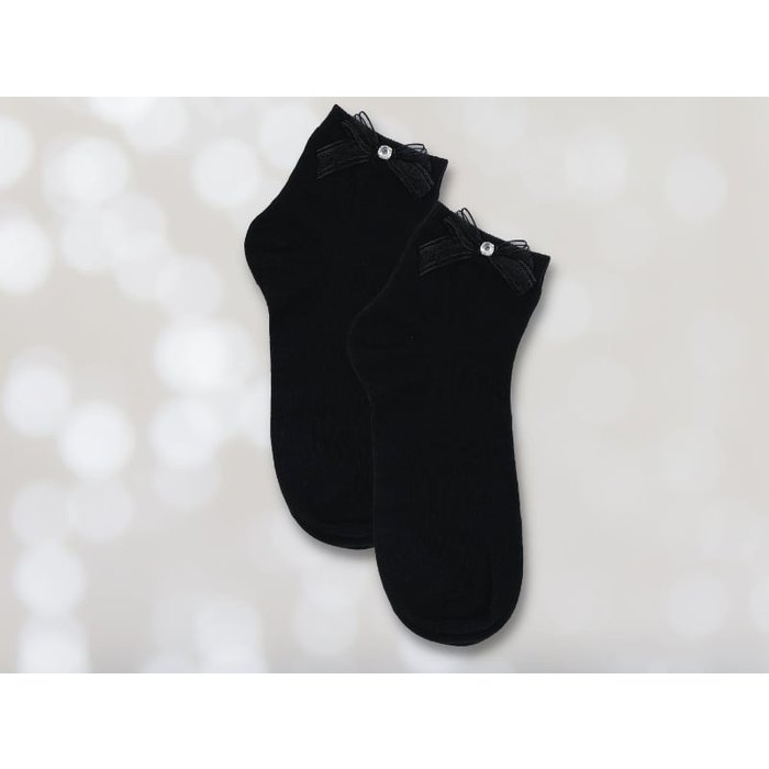 3 paar Feestelijke damessokken met hartje, bloemetje en strikje Zwart