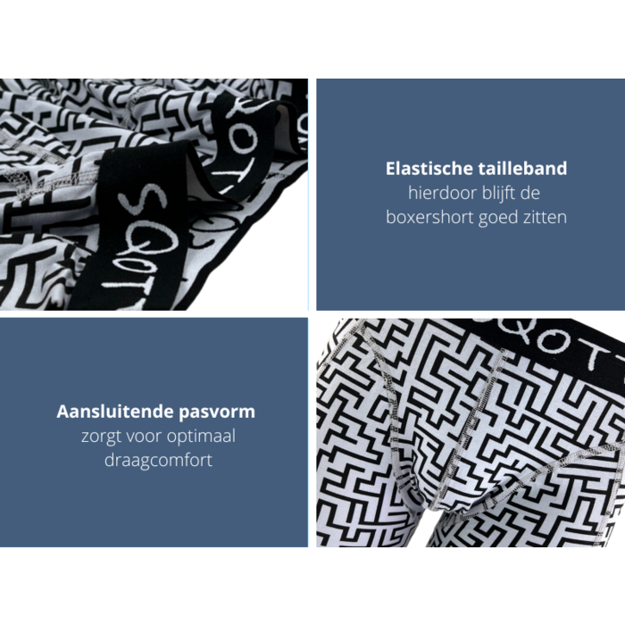 Boxershort - SQOTTON® - Doolhof - Grijs