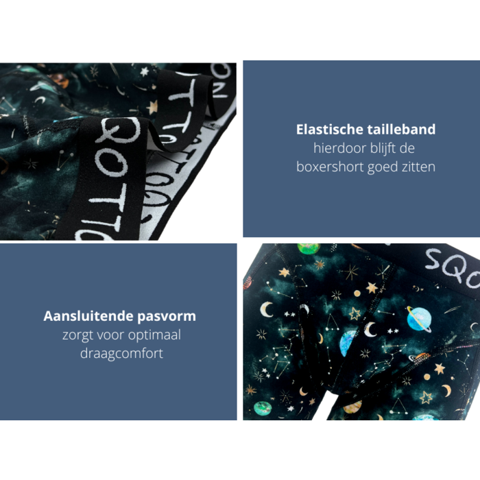 Boxershort - SQOTTON® - Galaxy- Groen