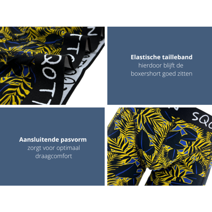 Boxershort - SQOTTON® - Jungle - Geel/Zwart