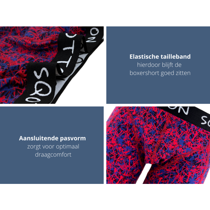 Boxershort - SQOTTON® - Criss Cross - Rood/Blauw