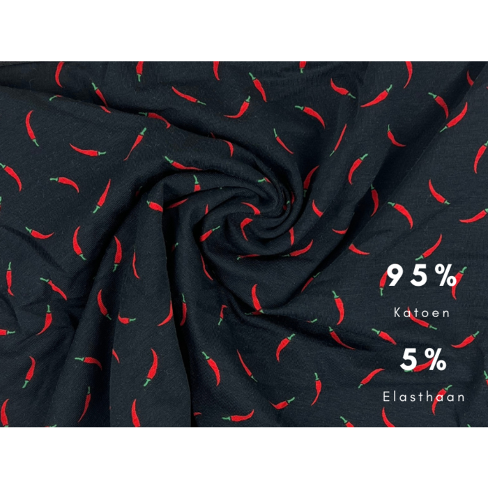 Boxershort - SQOTTON® - Chili Peppers - Zwart