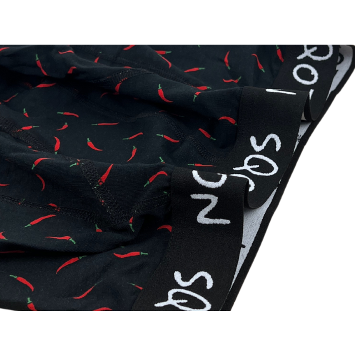 Boxershort - SQOTTON® - Chili Peppers - Zwart