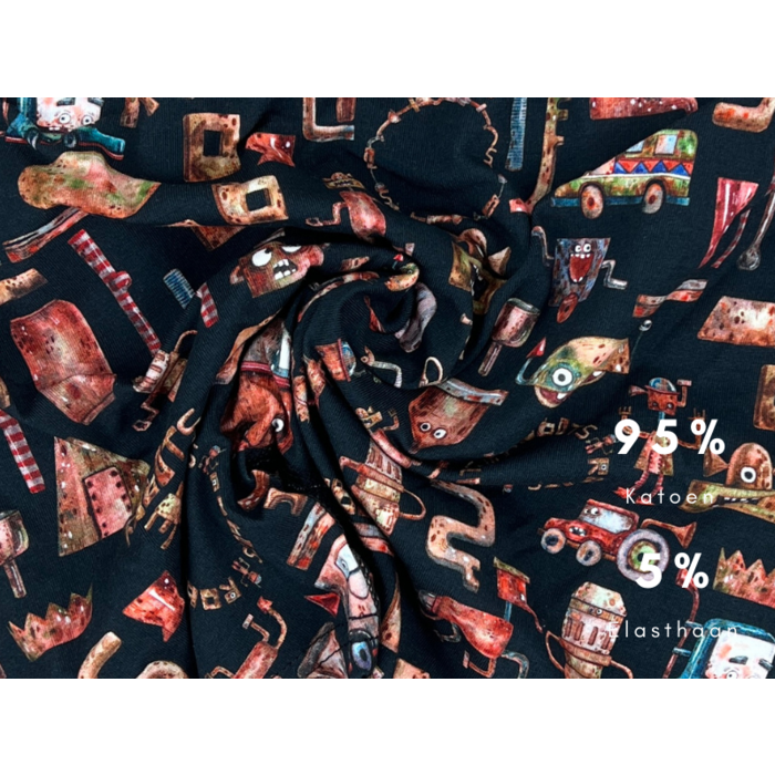 Boxershort - SQOTTON® - Robots - Zwart