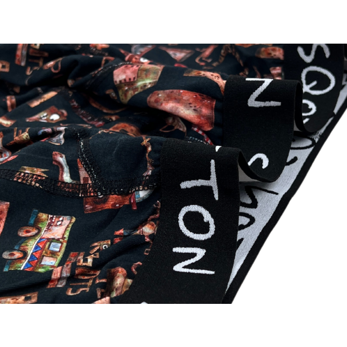Boxershort - SQOTTON® - Robots - Zwart