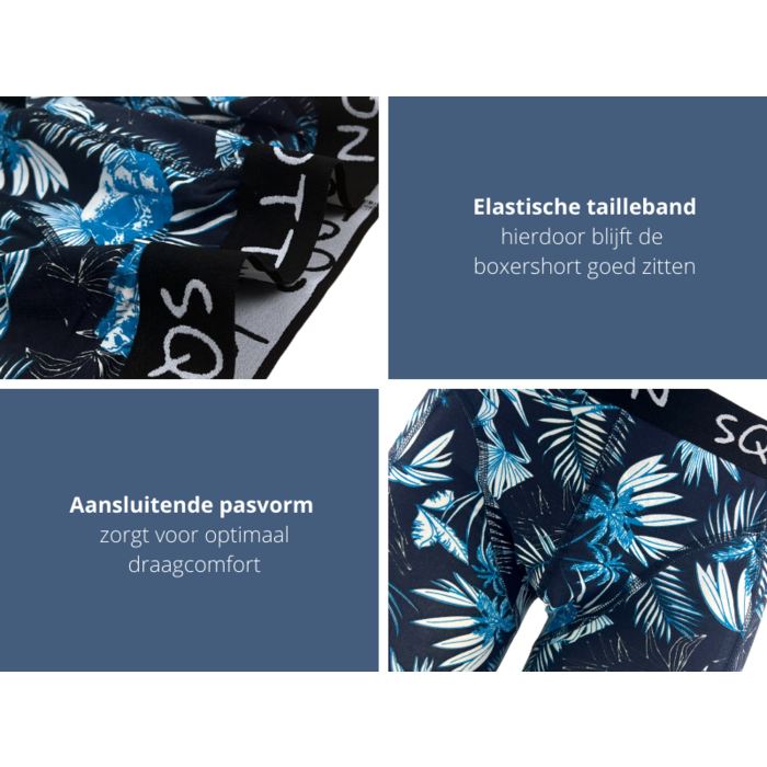 Boxershort - SQOTTON® - Jungle - Marineblauw