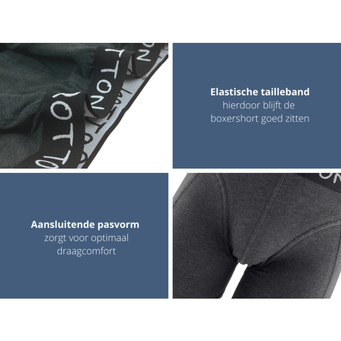 Boxershort - SQOTTON® - Basic - Antraciet