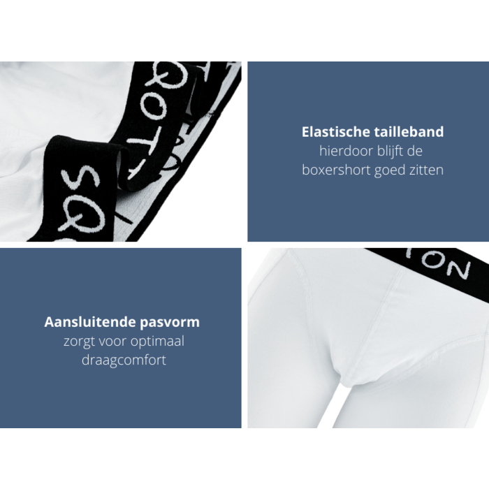 Heren boxershort SQOTTON® Lange Pijp Wit