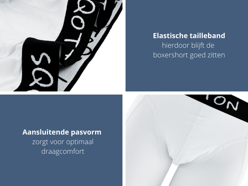Heren boxershort SQOTTON® Lange Pijp Wit