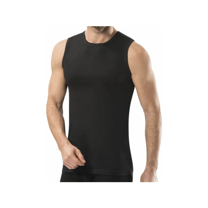 9 stuks A-shirt O-neck mouwloos 100% Katoen Zwart