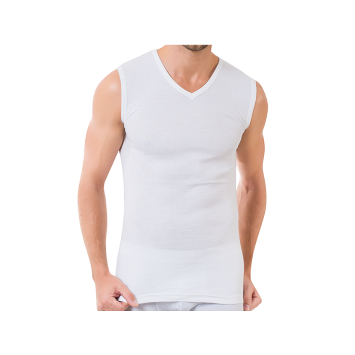 9 stuks A-shirt V-hals mouwloos 100% Katoen Wit