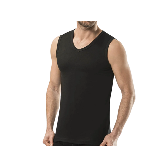 3 stuks A-shirt V-hals mouwloos 100% Katoen Zwart