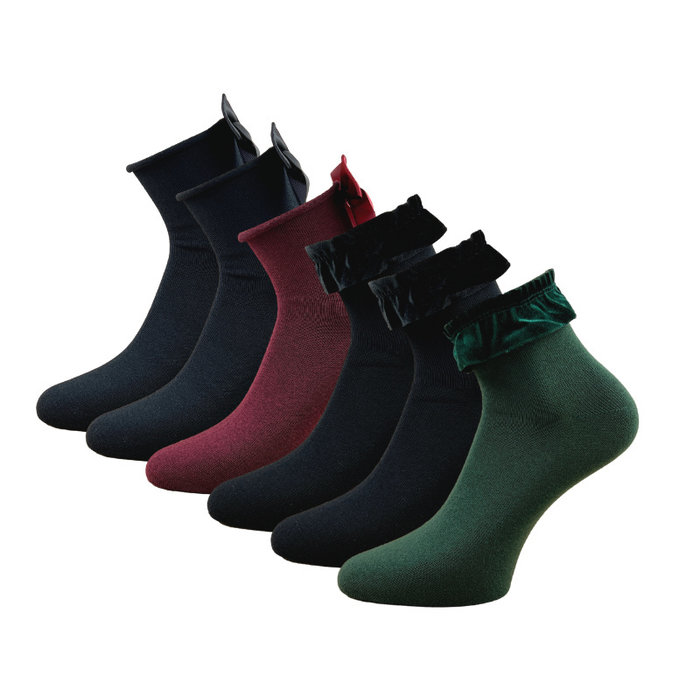 6 paar damessokken met strik-ruches naadloos