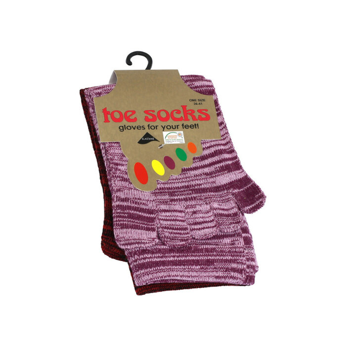 2 paar Teensokken paars/zwart/rood