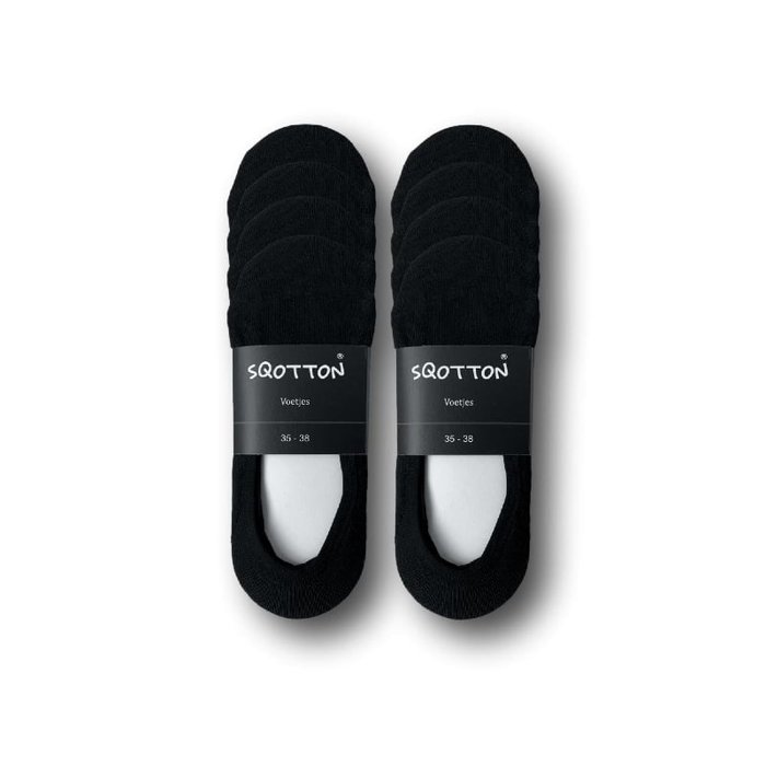 8 paar Footies platte naad zwart