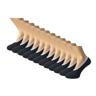 12 paar Footies platte naad zwart-wit
