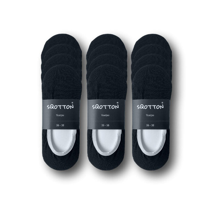 12 paar Footies platte naad zwart-wit