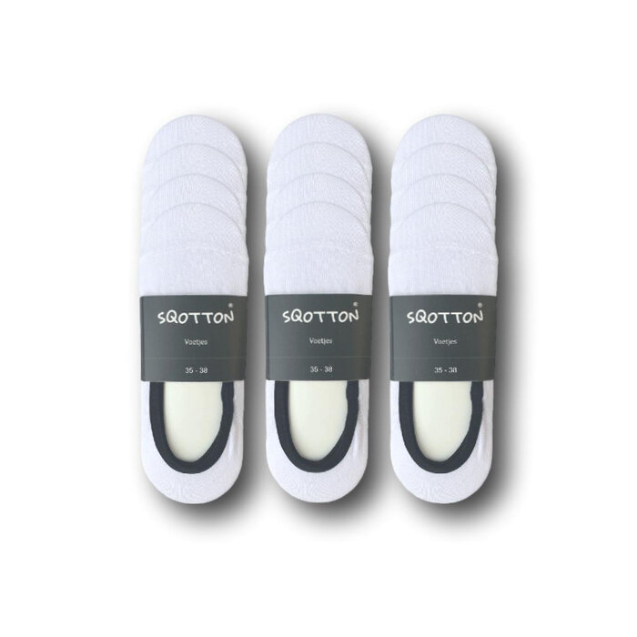 12 paar Footies platte naad wit-zwart