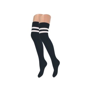Overknee kousen zwart-wit gestreept