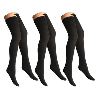 3 paar Dames panty/overknees 70 denier zwart