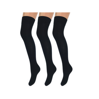 3 paar Overknee Kousen katoen zwart