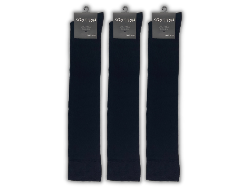 3 paar Overknee Kousen katoen zwart
