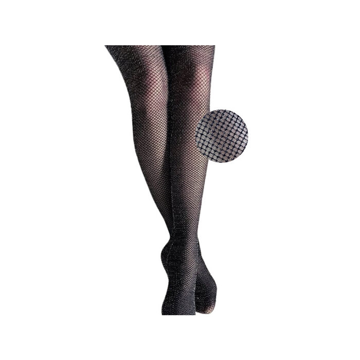 Glitterpanty visgraat zwart-zilver
