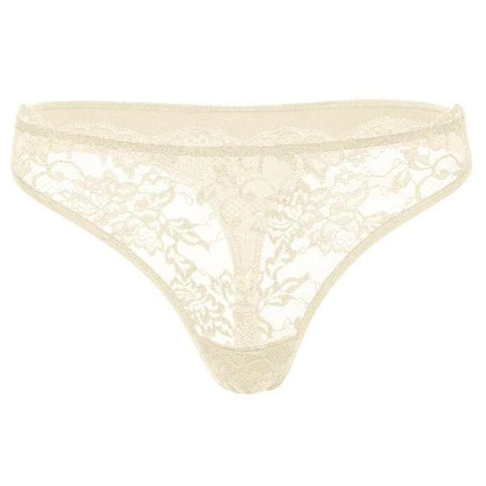 Dames string met kant bamboe ondergoed champagne