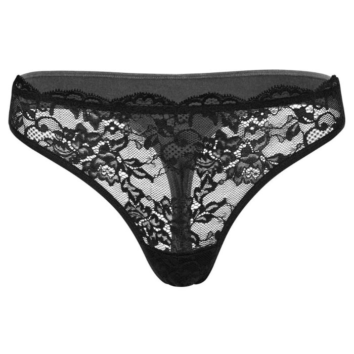 Dames string met kant bamboe ondergoed zwart
