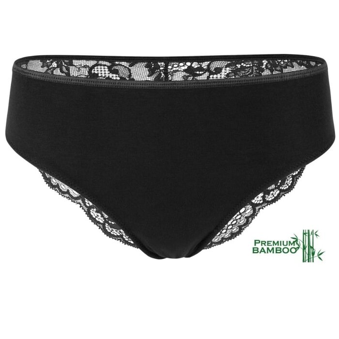 Damesslip met kant bamboe ondergoed zwart