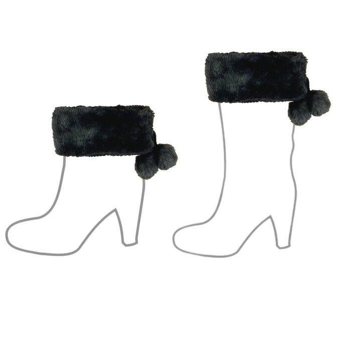 Beenwarmer met pompon enkel beenwarmer bontlook zwart