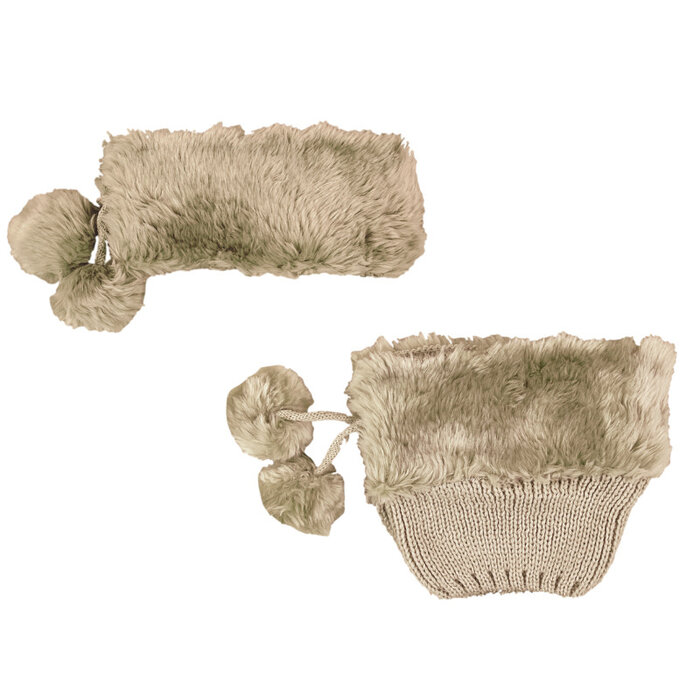 Beenwarmer met pompon enkel beenwarmer bontlook beige