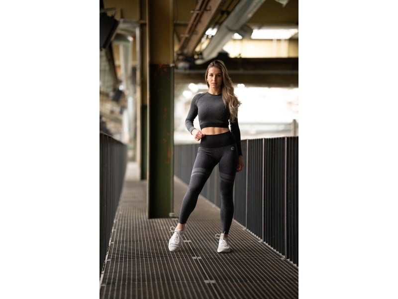 Odlo Active 365 Seamless Crop Top met Lange Mouwen Dames - dark slate