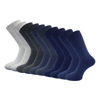 10 paar Herensokken 100% katoen naadloos blauw antraciet grijs